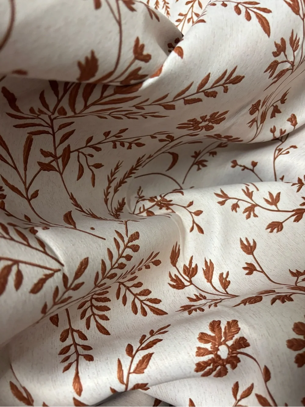 Floral Printed Grommet Curtains in Cream and Brown - Unbrandedu size W52”x L96”
